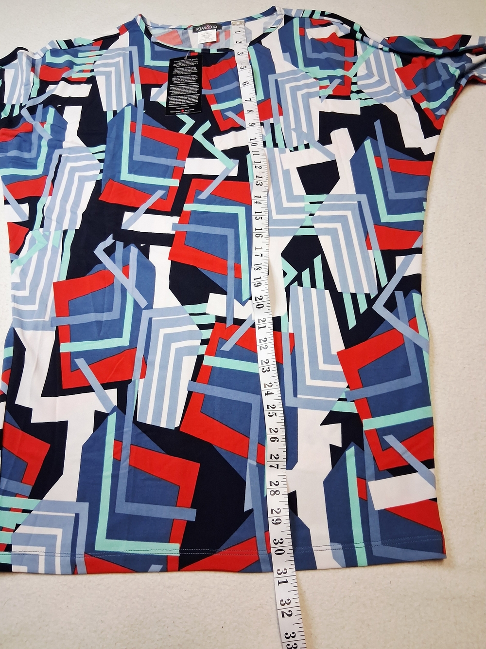 Geometric Scoop Neck Tunic in Navy, Red, Light Blue, Mint & White - Picture 8 of 8